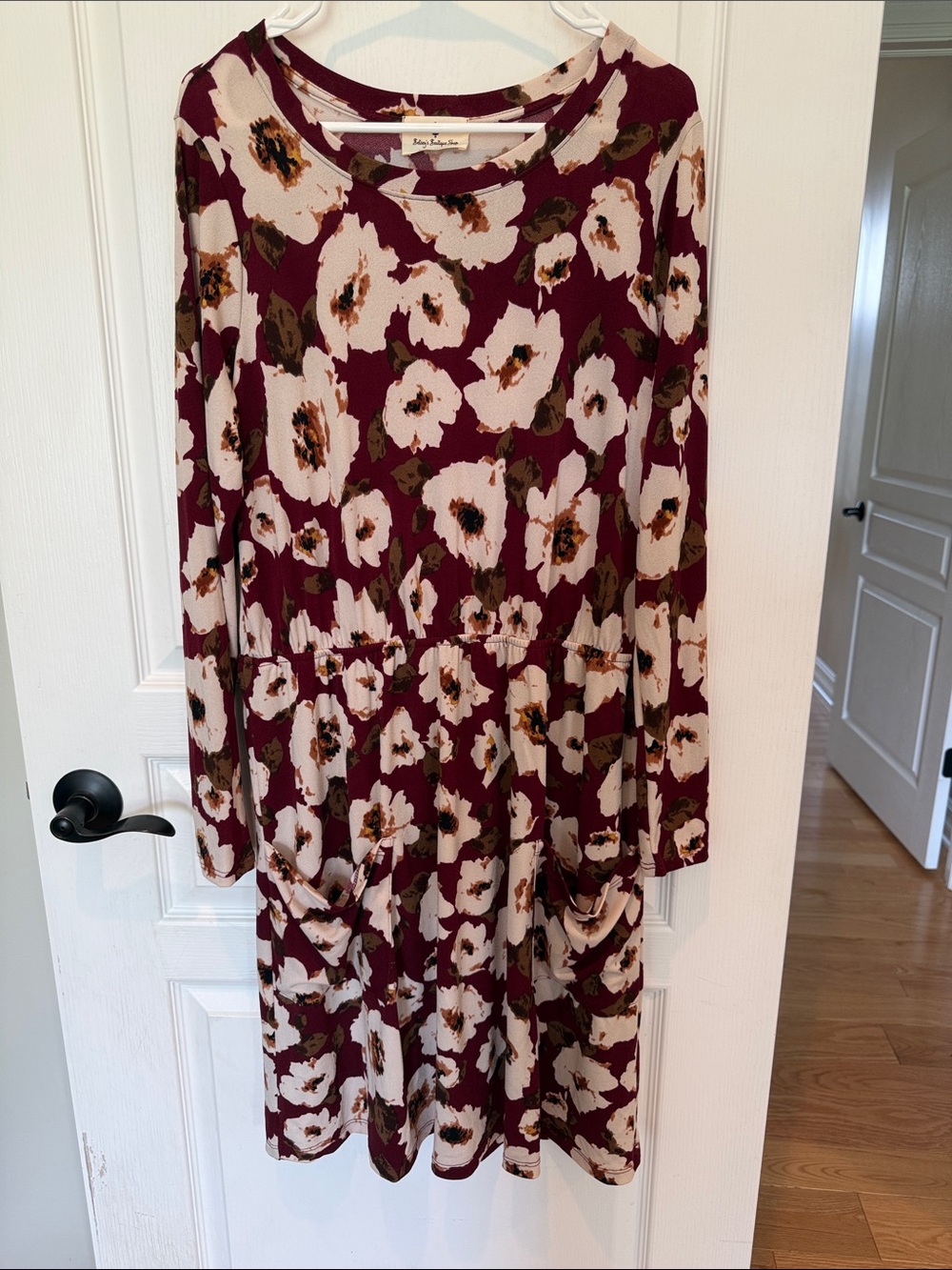 Ruby & Bloom Burgundy Floral Long Sleeve Dress